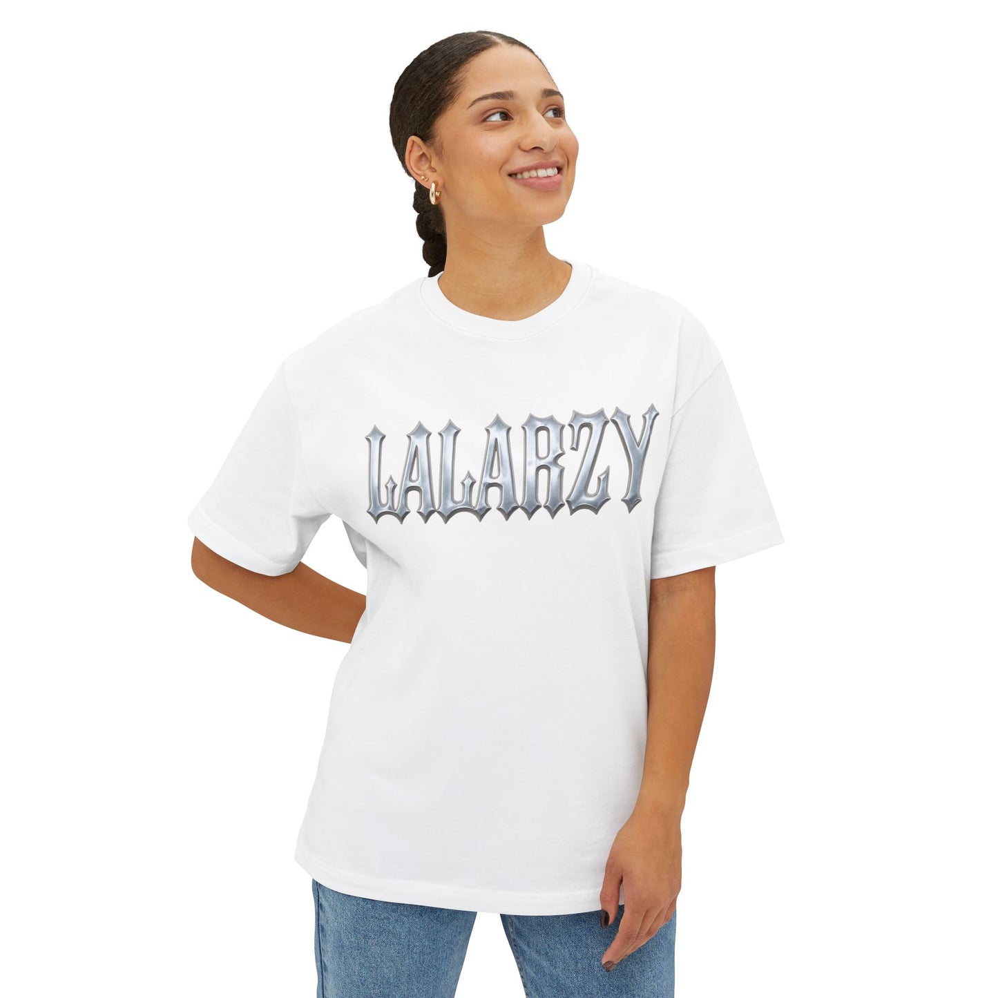 LALARZY Unisex Oversized Boxy Tee - Trendy Graphic Tee for Casual Style